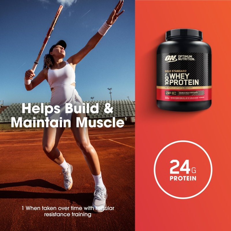 Optimum Nutrition (ON) Gold Standard 100% Whey Protein Powder Primary Source Isolate, 24 Grams of Protein for Muscle Support and Recovery - Double Rich Chocolate, 5 Lbs, 74 Servings (2.27 KG)Visit the Optimum Nutrition Store