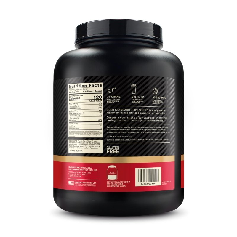 Optimum Nutrition (ON) Gold Standard 100% Whey Protein Powder Primary Source Isolate, 24 Grams of Protein for Muscle Support and Recovery - Double Rich Chocolate, 5 Lbs, 74 Servings (2.27 KG)Visit the Optimum Nutrition Store