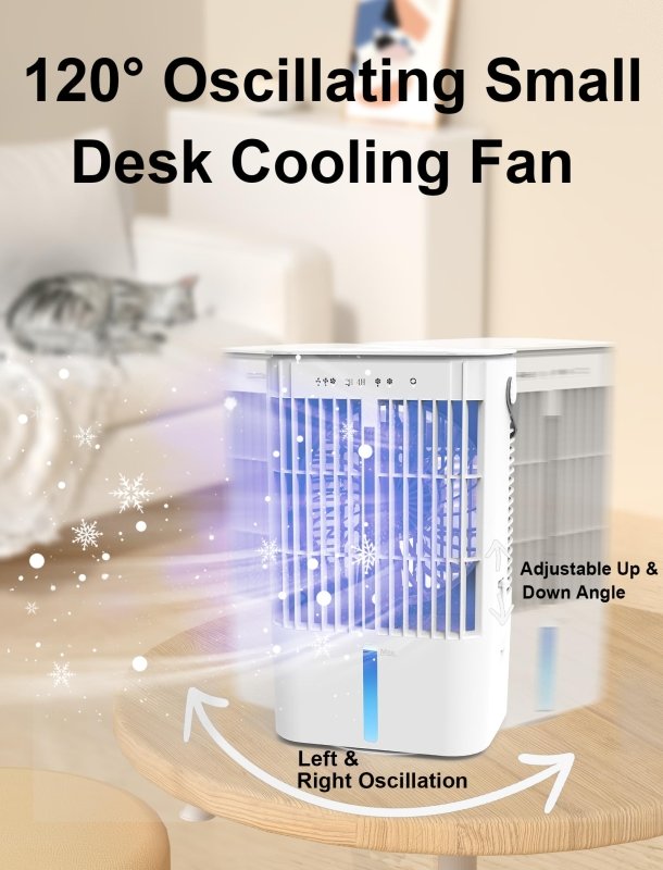 Portable Air Conditioner, 1200mL Evaporative Air Cooler, Personal Mini Air Conditioner with 3 Speeds & 2/4H Timer, 120° Oscillating Portable Ac Unit Fan Small Air Conditioner for Home Office RoomTopritt