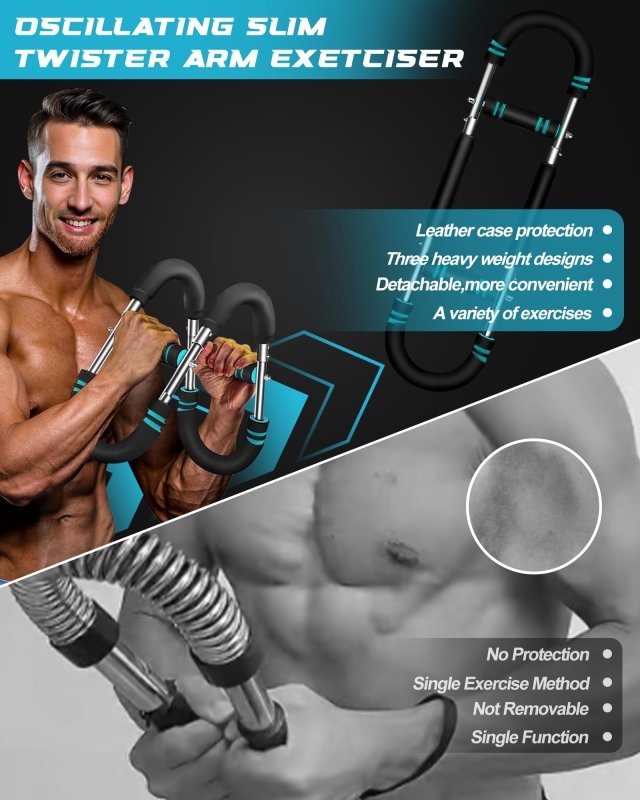 Rycid Saker Twister Arm Trainer, 40 - 100lb Adjustable Power Twister Bar, Chest Shoulder Arm Workout Equipment, Portable Forearm Strengthener, Detachable Upper Body Fitness Machine for Home & Gym‎Rycid