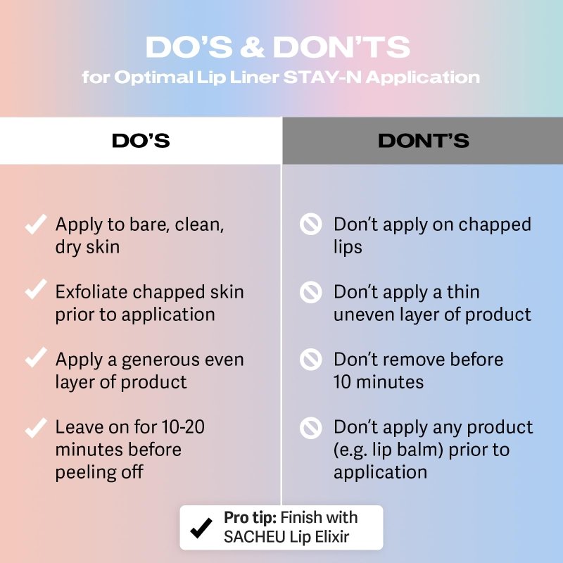 Sacheu Lip Liner Stay - N - Peel Off Lip Stain. Long Lasting Matte Lip Tattoo, Transfer Proof Lipstain Infused with Hyaluronic Acid & Vitamin E, for All Skin Types. Vegan and Cruelty - Free, nOOHdeSacheu