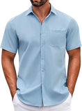 COOFANDY Mens Short Sleeve Casual Button Down Shirts Summer Untucked Dress Shirts with Pocket