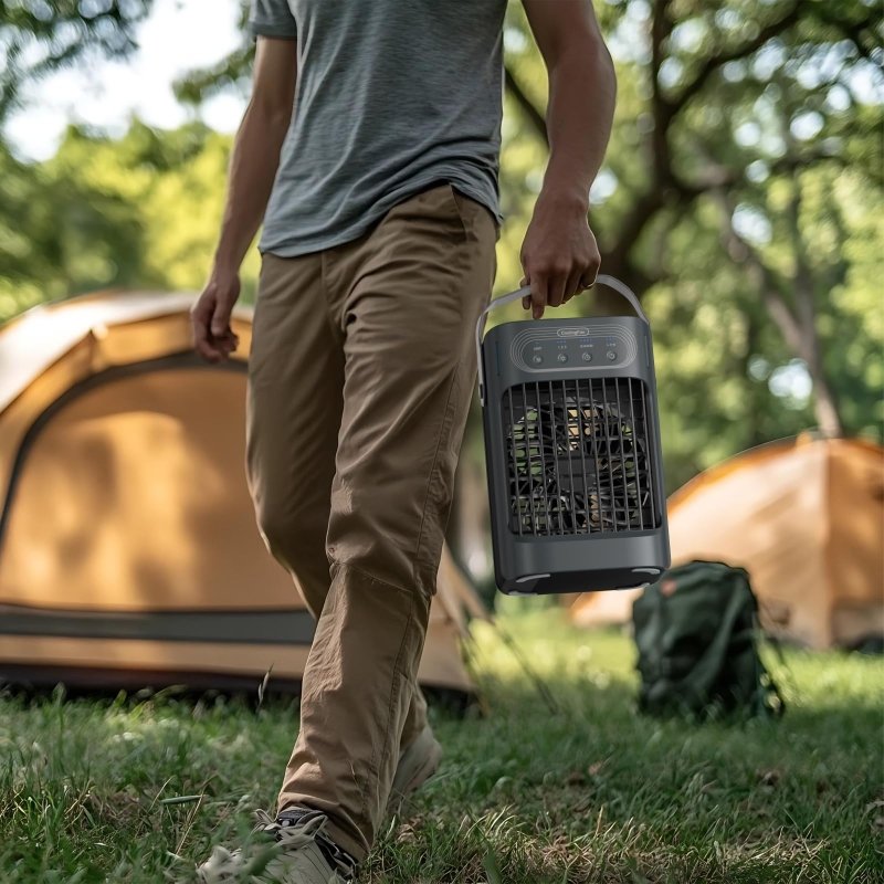 Small Portable Air Conditioner, LEAEYFE 3 Higher Speeds With 800ml Extra Large Water Tank, 120° Oscillating Mini Cooler Works Within 9 Feet, 2/8 Hour Timer,For Desk, Home, bed and Living RoomLEAEYFE