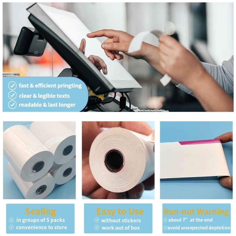 SWIHELP (50 Rolls) 57 x 50 Thermal Paper Receipt 2 1/4" Rolls Fits All POS Cash Registers Printers, Credit Card Terminals, Star Micronics SCP700, TSP100 BPA Free - BuyRegisterRolls‎SWIHELP