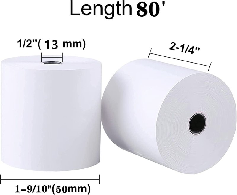SWIHELP (50 Rolls) 57 x 50 Thermal Paper Receipt 2 1/4" Rolls Fits All POS Cash Registers Printers, Credit Card Terminals, Star Micronics SCP700, TSP100 BPA Free - BuyRegisterRolls‎SWIHELP