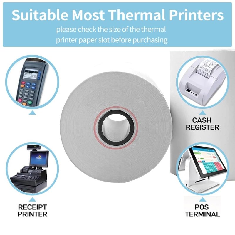SWIHELP (50 Rolls) 57 x 50 Thermal Paper Receipt 2 1/4" Rolls Fits All POS Cash Registers Printers, Credit Card Terminals, Star Micronics SCP700, TSP100 BPA Free - BuyRegisterRolls‎SWIHELP