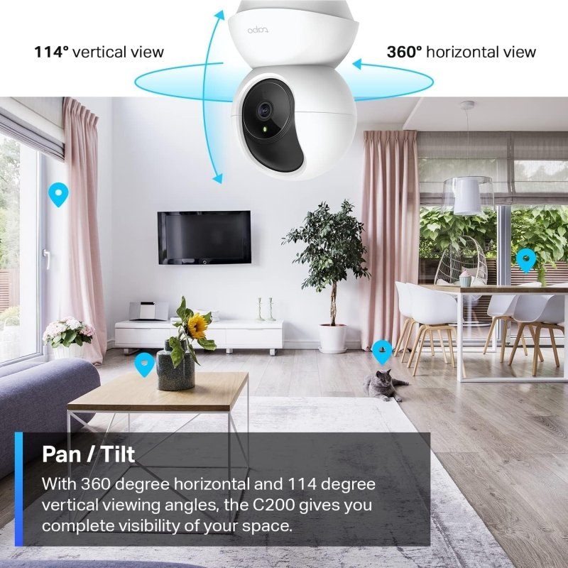 TP - Link Tapo Pan/Tilt 1080p Resolution, 360°Rotational View Security Camera|Motion Tracking |Motion & Baby Crying Detection| 2 - Way Audio | Night Vision | Works with Alexa & Google Home (Tapo C200)Visit the Tapo Store