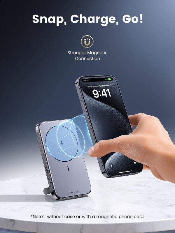 UGREEN Wireless Power Bank 10000mAh, Magsafe Portable Charger with Kickstand Magnetic, Designed for MagSafe Battery Pack, PD 20W USB - C Fast Charging Portable Chargerfor iPhone 12 - 16 Series, Space GreyVisit the UGREEN Store