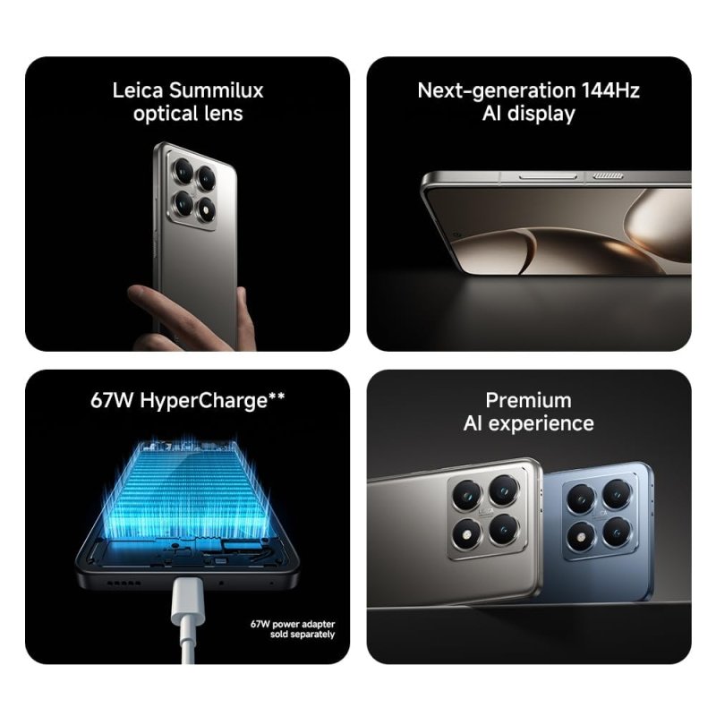 Xiaomi 14T 5G Mobile, Titan Gray (12GB RAM+512GB) | MediaTek 8300 ultra | 6.67" Amoled 144Hz display | Leica Triple Camera 50+50+12MP, 32MP Front camera with Xiaomi sound outdoorVisit the Xiaomi Store