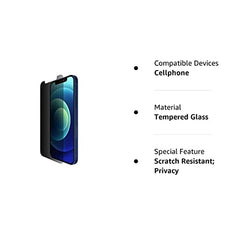 Belkin Privacy Tempered Glass for iPhone 12/12 Pro Screen Protector with Easy Application Tray