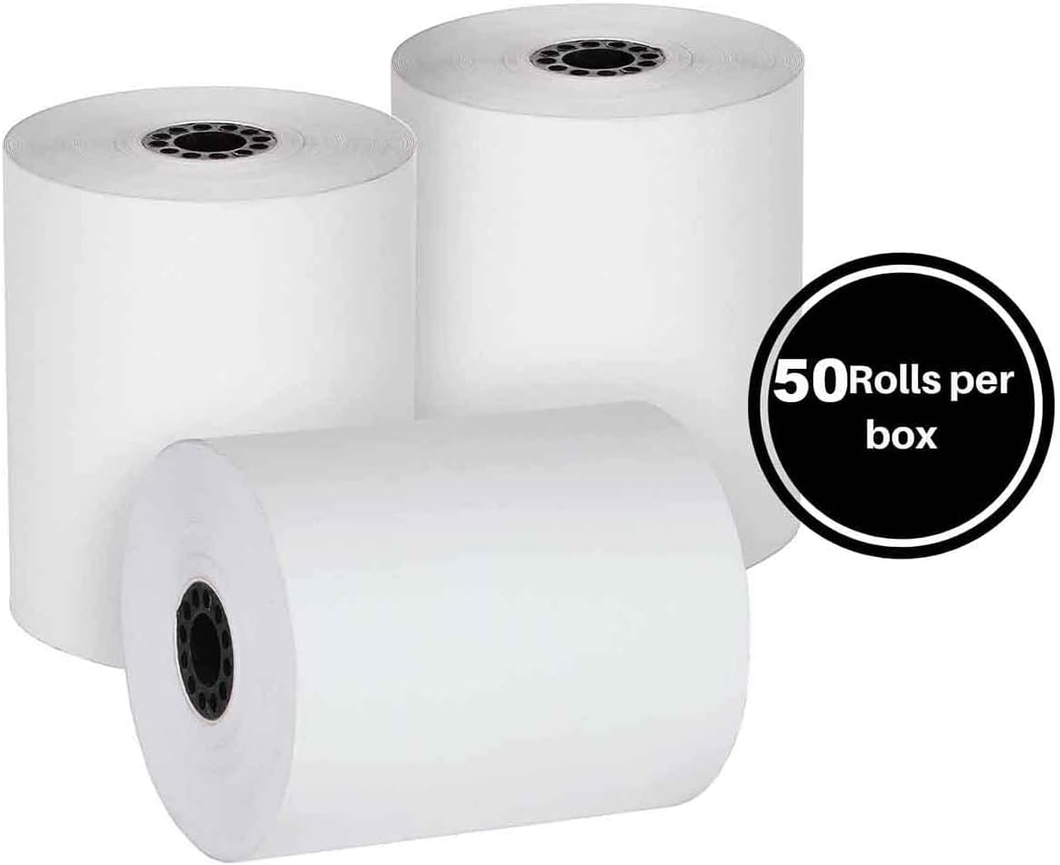 POS Register Receipt Thermal Paper, BEONE 80mm 70g Paper, 38Meter Length, Premium Cash Register for Bank Queues, Hospitals, Hotels, Restaurants, Supermarkets, Convenience Stores (50Rolls/Pack)