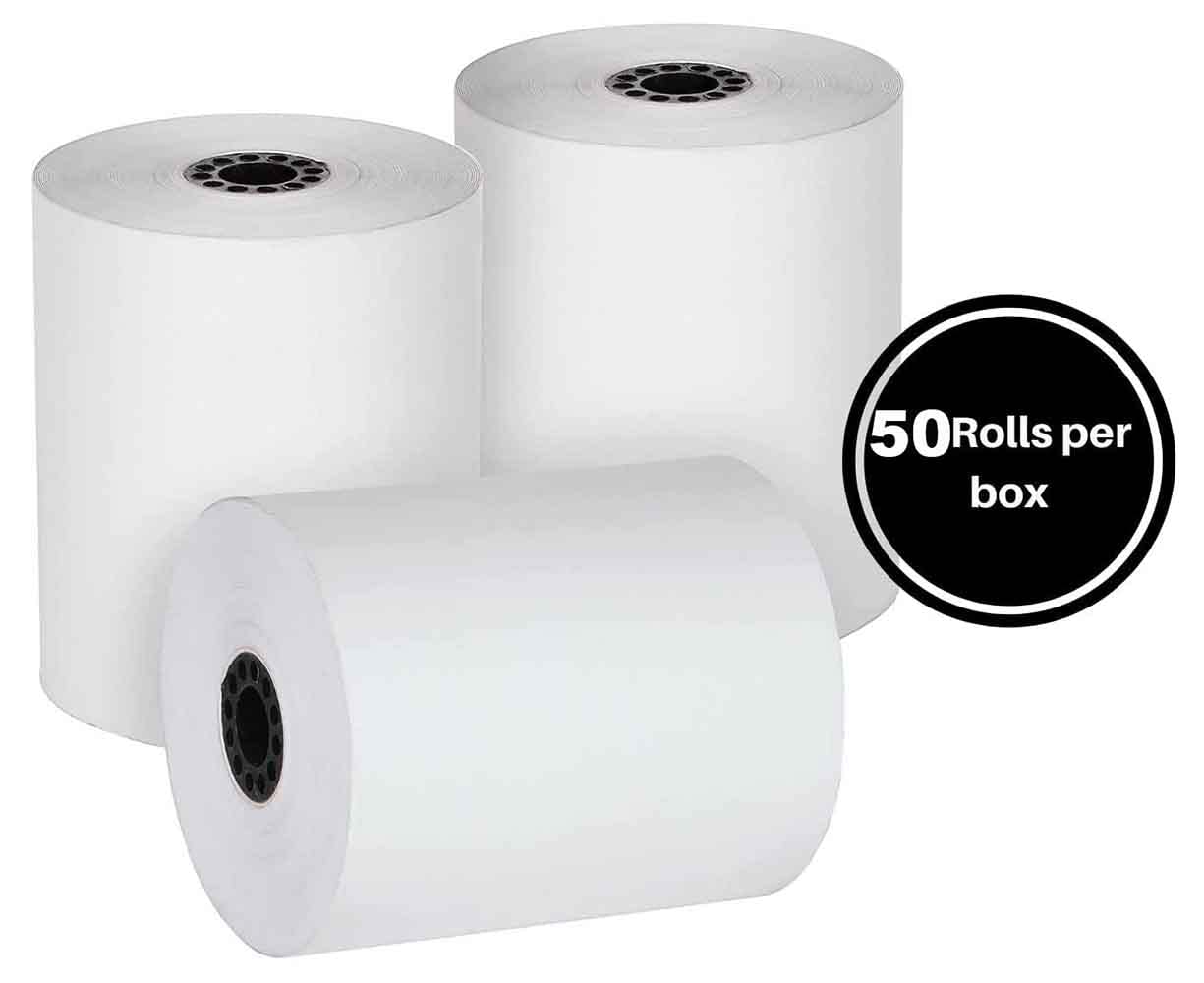 POS Register Receipt Thermal Paper, BEONE 80mm 70g Paper, 38Meter Length, Premium Cash Register for Bank Queues, Hospitals, Hotels, Restaurants, Supermarkets, Convenience Stores (50Rolls/Pack)