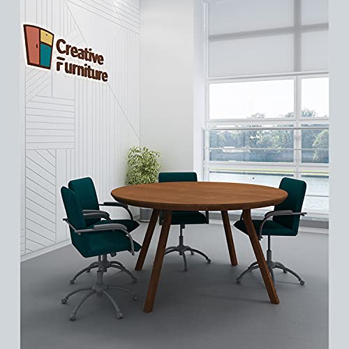 Creative Furniture Wooden Shire Design Home Office Small Meeting Table Asthetically Intricate in Dark Walnut Finish Veneer (D 1000mm x H 760mm)