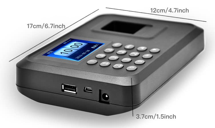 Biometric Fingerprint Time Clock Intelligent Attendance Machine Password Attendance Check Device Employee Clock-in Recorder 2.4" LCD Screen