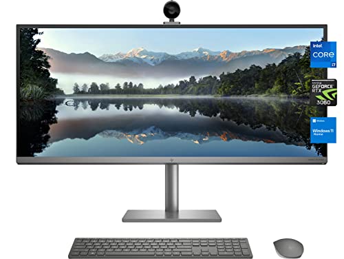 HP 2022 Newest Envy All-in-One Desktop, 34" WUHD Display, Intel Core i7-11700, GeForce RTX 3060, 16GB RAM, 1TB SSD, Wi-Fi 6, HDMI, Thunderbolt 4, RJ-45, Webcam, Wireless KB&Mouse, Windows 11 Home