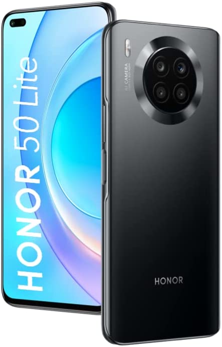 HONOR 50 Lite Mobile Phone, SIM-Free Unlocked Smartphone with 64MP Camera, 4300mAh Large Battery+66W Supercharge, 6.67” Full View Display, ８+128GB（Midnight Black）