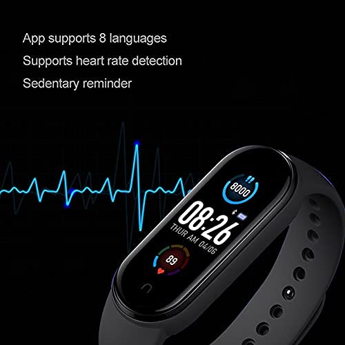 M5M6 Smart Bracelet Wristband Waterproof Sport Smart Watch Fitness Tracker Watch with Heart Rate Monitor Smart Watch with Message Reminder and Step Counter with Blood Pressure Monitor (Blue)