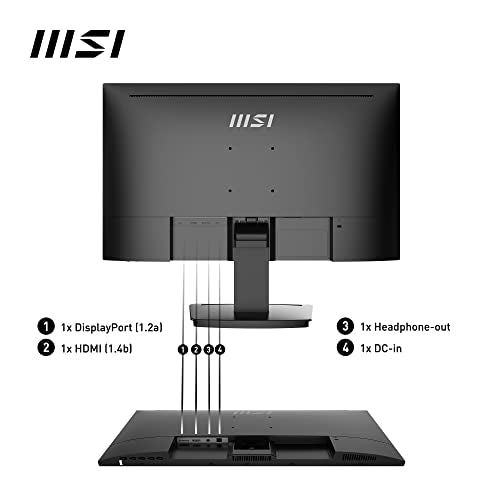 MSI PRO MP243 23.8 Inch Full HD Office Monitor - 1920 x 1080 IPS Panel, 75 Hz, Eye-Friendly Screen, Built-in Speakers, Accessory Slot, HDMI, DP