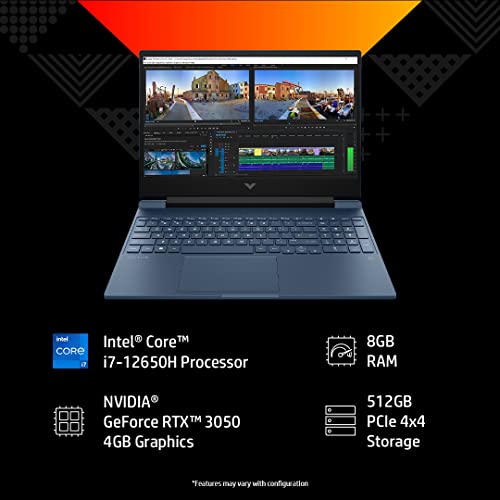 HP Victus Gaming Latest 12th Gen Intel Core i7 12650H 15.6 inch(39.6 cm) FHD Gaming Laptop (8GB RAM/512GB SSD/RTX 3050 4GB Graphics/144Hz/9ms Rs Time/Win 11/MSO/BL KB/B&O/Alexa/Xbox Pass),15-fa0073TX