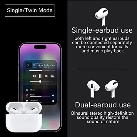 Wireless Earbuds Air-Pod Pro Bluetooth for iPhone/Samsung/Android/iOS with Touch Control, Noise Cancelling, Charging case (white)