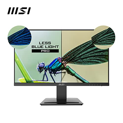 MSI PRO MP243 23.8 Inch Full HD Office Monitor - 1920 x 1080 IPS Panel, 75 Hz, Eye-Friendly Screen, Built-in Speakers, Accessory Slot, HDMI, DP