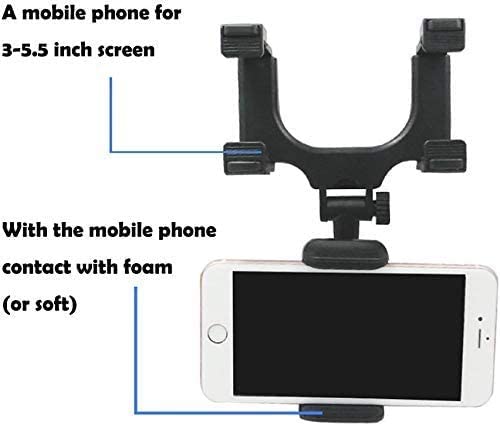 360 Rotation Adjustable Car Rearview Mirror Mount Phone Holder GPS Stand Universal Navigate Support Automobile Data Recorder Bracket Easy to Install Applicable to 99% of Car Models