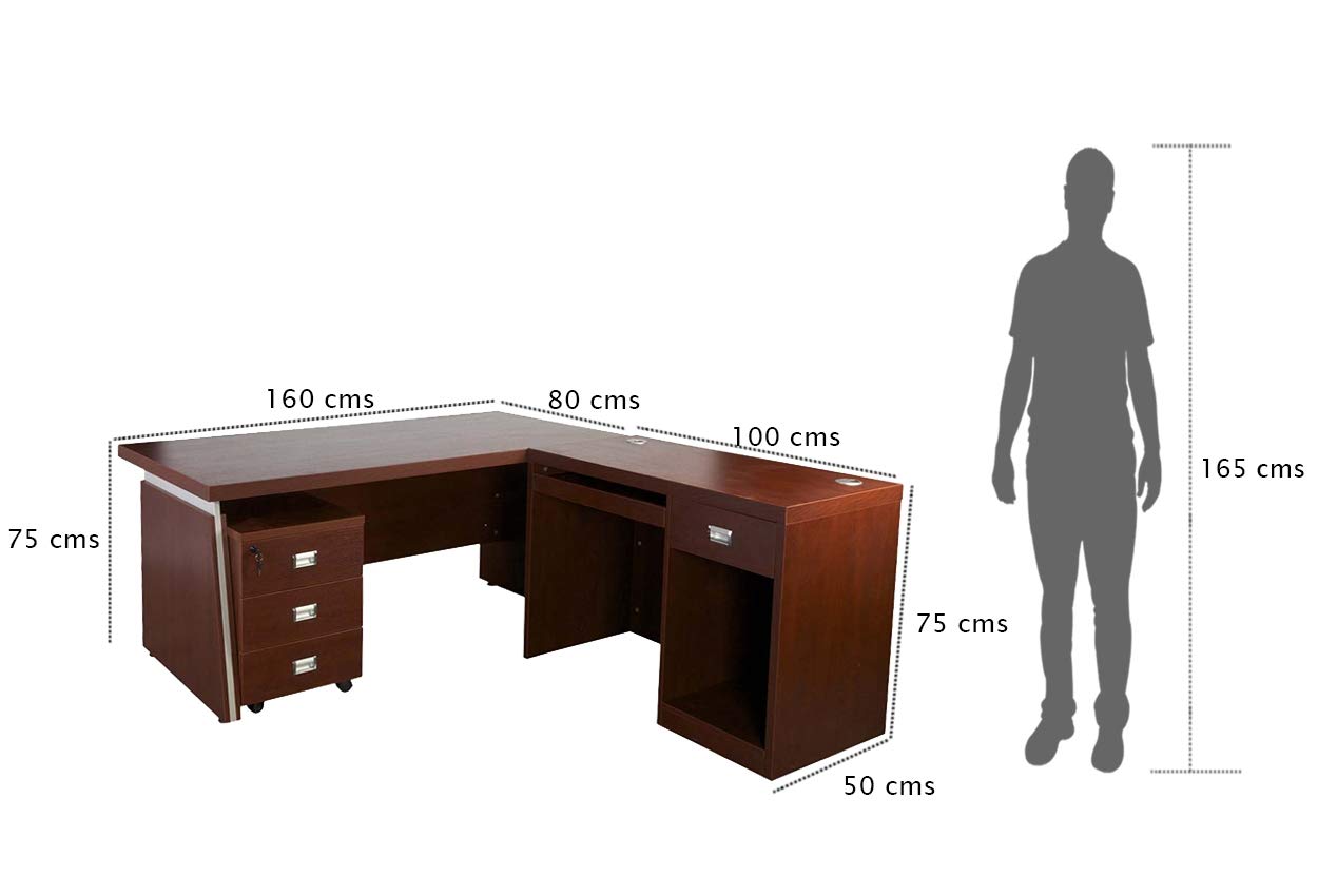 Mahmayi Dupla 3216 Modern Executive Desk -Modern and Classy Big Office Desk (160Cm, Apple Cherry)-W160Cms X D180Cms X H76.1Cms (160cm, Apple Cherry)