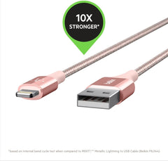 Belkin 0.1 M Mixit Metallic Lightning To Usb Cable - Rosel Gold - Apple MFi Certified iPhone Charger - Ultra Durable Charging Cable- F8J207Bt04