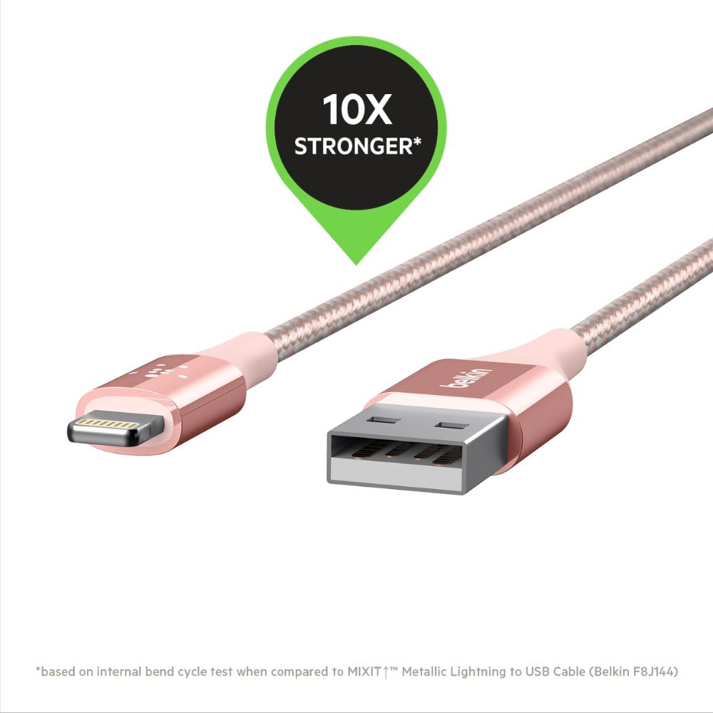 Belkin 0.1 M Mixit Metallic Lightning To Usb Cable - Rosel Gold - Apple MFi Certified iPhone Charger - Ultra Durable Charging Cable- F8J207Bt04