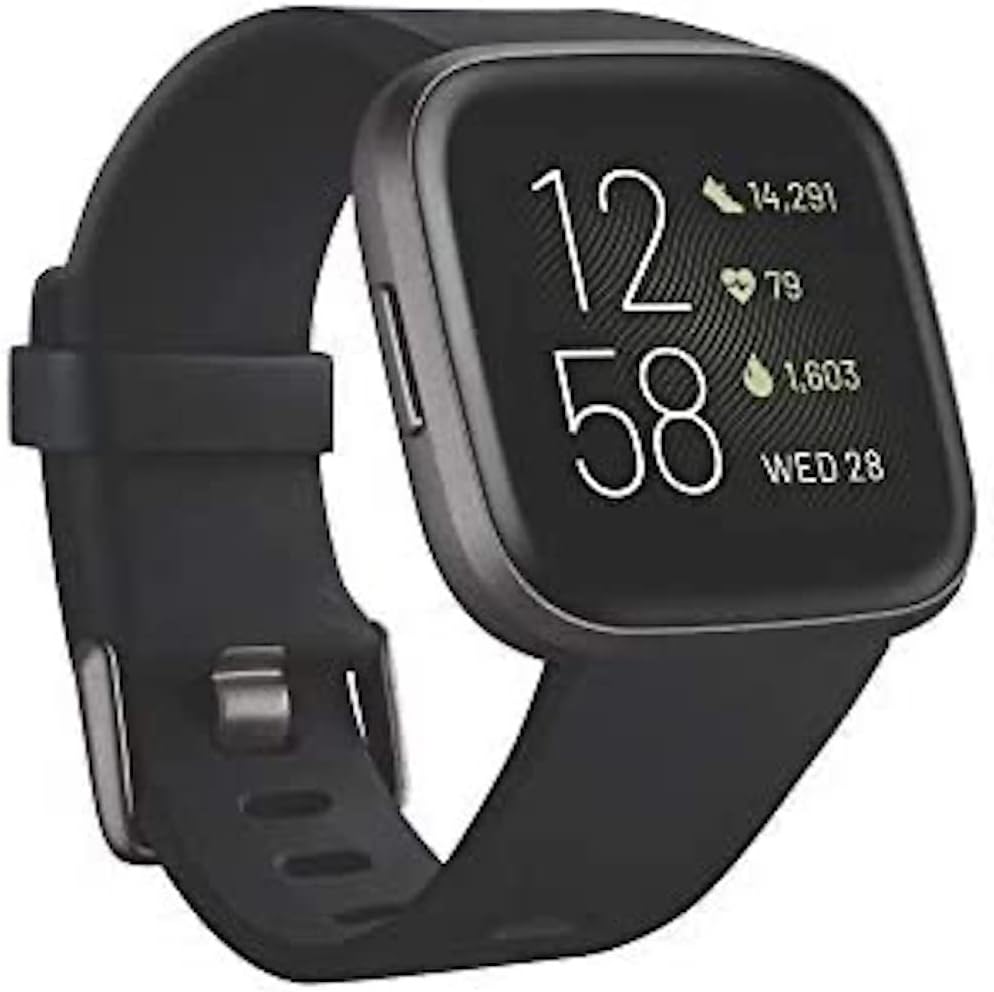 Fitbit Versa 2 (NFC), Health and Fitness Smartwatch with Heart Rate, Music, Sleep and Swim Tracking, One Size (S and L Bands Included) - Black/Carbon