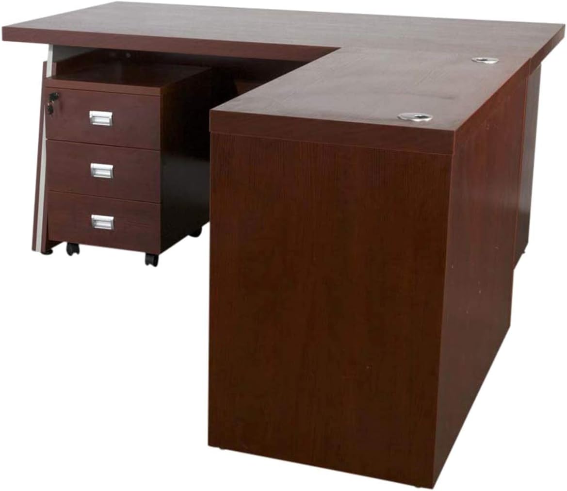 Mahmayi Dupla 3216 Modern Executive Desk -Modern and Classy Big Office Desk (160Cm, Apple Cherry)-W160Cms X D180Cms X H76.1Cms (160cm, Apple Cherry)