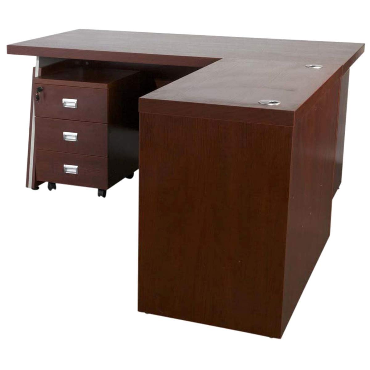 Mahmayi Dupla 3216 Modern Executive Desk -Modern and Classy Big Office Desk (160Cm, Apple Cherry)-W160Cms X D180Cms X H76.1Cms (160cm, Apple Cherry)