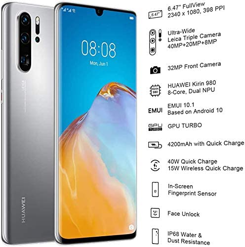 Huawei P30 Pro New Edition 2020 EMUI 10.1 8GB+256GB Global ROM Dual Sim Silver Frost - International Version