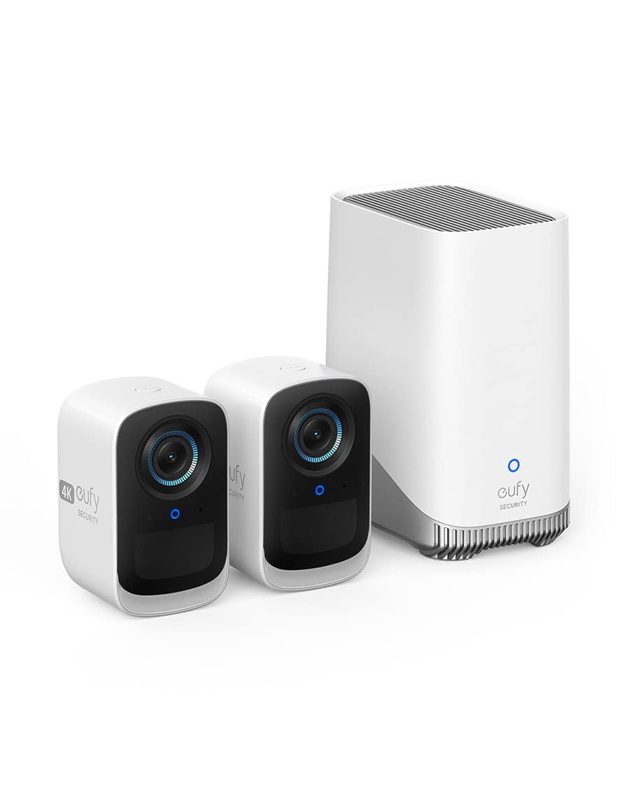 eufy Security S300 eufyCam 3C 2-Cam Kit Security Camera Outdoor Wireless, 4K Camera, Expandable Local Storage Up To 16TB, Face Recognition AI, Spotlight, Color Night Vision, No Monthly Fee