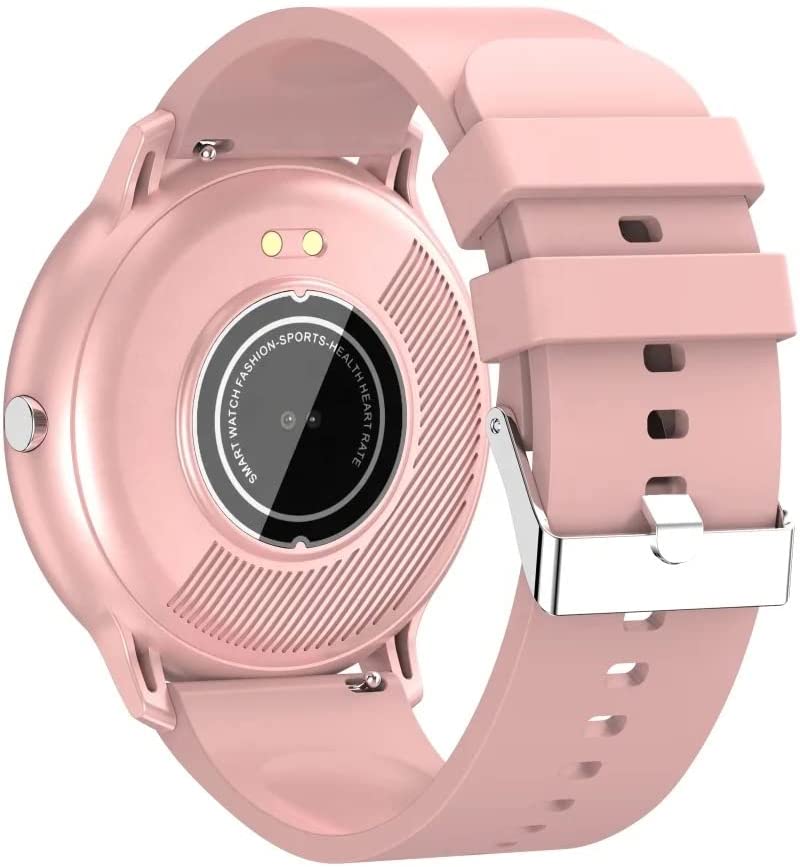 Sylish Smart Watch Band Bracelet for Ladies Girls Women Kids Teens Men Boys with Blood Pressure Monitor Fitness Tracker Call and Message Notification - Circular Dial (Pink)