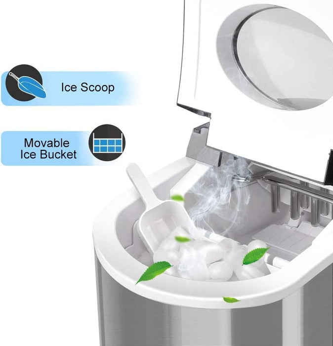 Portable Ice Maker Machine Making Bullet Ice Cubes 26 lbs/24 hrs