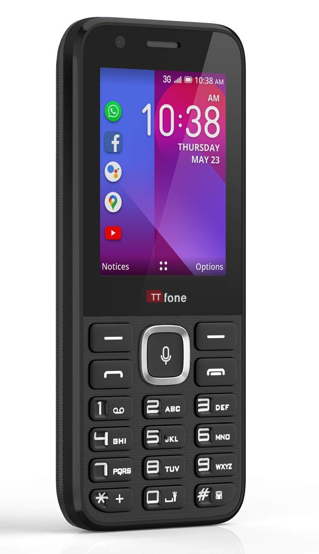 TTfone TT240 Simple Easy to use Whatsapp Mobile Phone - 3G KaiOS - with Google Voice Assistant, Black