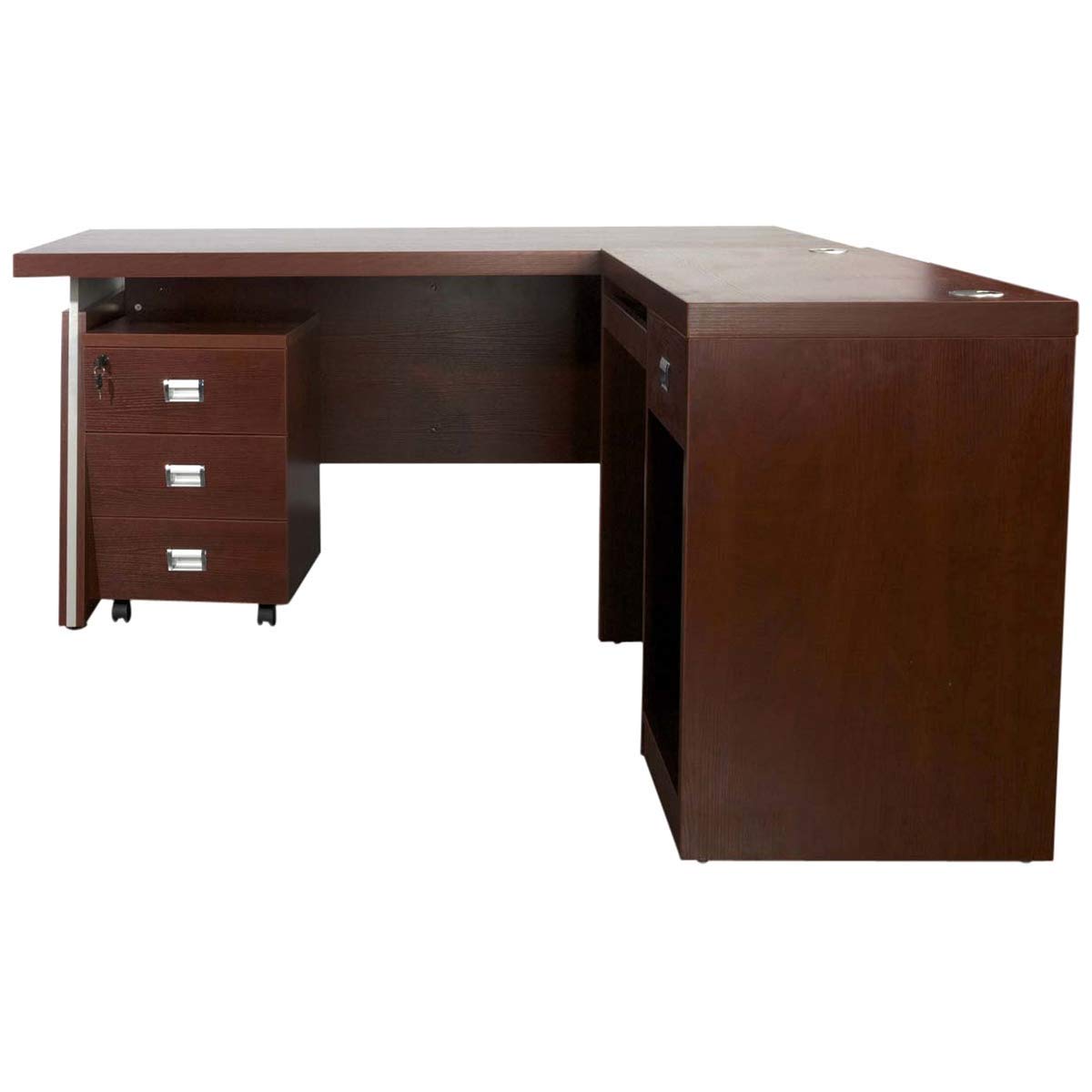 Mahmayi Dupla 3216 Modern Executive Desk -Modern and Classy Big Office Desk (160Cm, Apple Cherry)-W160Cms X D180Cms X H76.1Cms (160cm, Apple Cherry)