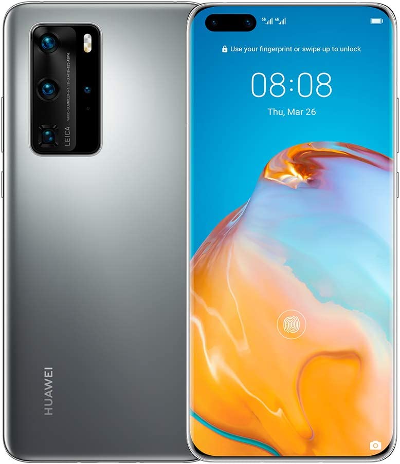 Huawei P40 Pro Smartphone 5G,Dual SIM,256 GB ROM,8GB RAM,50MP,4200 mAh,6.58" Display -Silver Frost