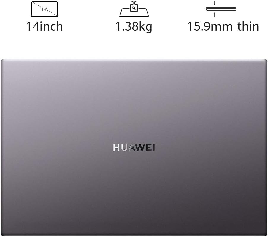 HUAWEI MateBook D14 Laptop, 14 inch Fullview Ultrabook, Intel Core i5 processor, 8GB RAM 512GB SSD, Win 10, Multi-screen Collaboration, Fingerprint Reader, Space Gray