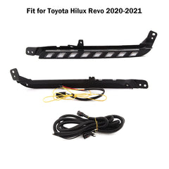 VGETTING Daytime Running Light For Toyota Hilux Revo Rocco 2020 2021 Replacement Dynamic Yellow Turn Signal Lamp Hilux LED Daylight Bar with Wiring Harness