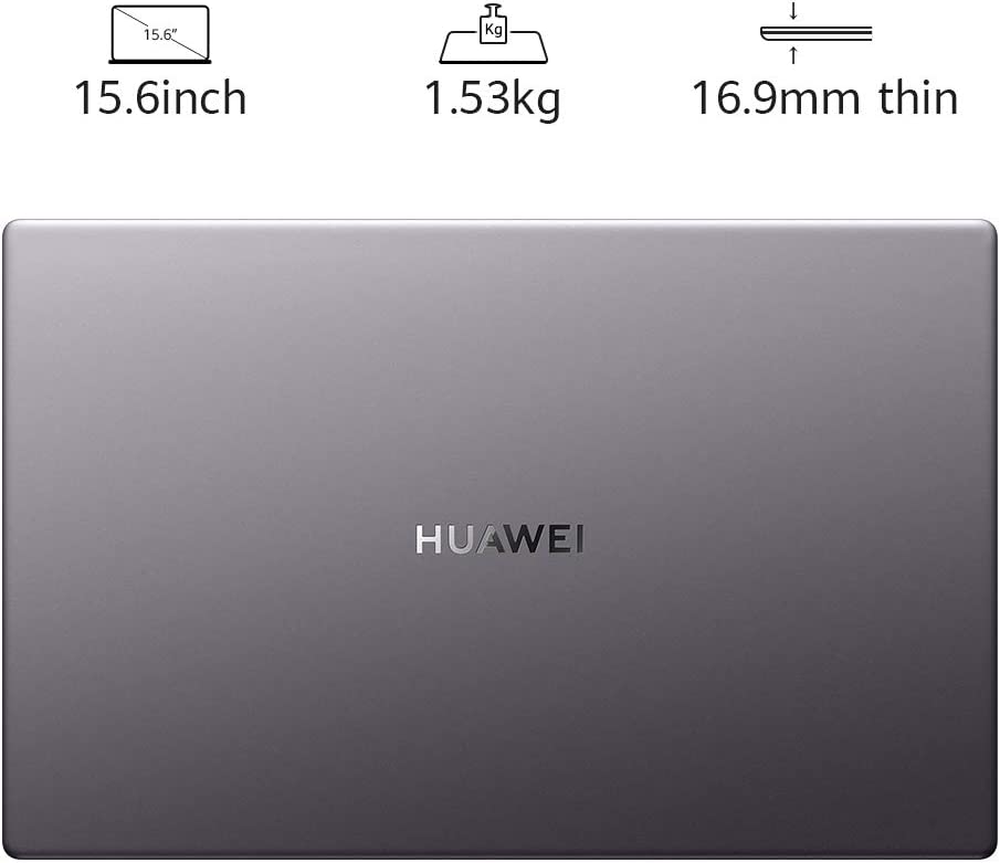 Huawei MateBook D 15.6'' Full View 1080P FHD Laptop, Intel Core i5-10210U, 8 GB RAM, 256 GB SSD + 1 TB HDD, Windows 10 Home - Grey