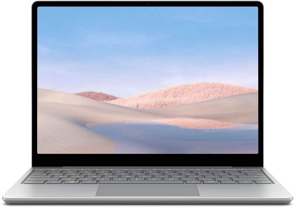 Microsoft Surface laptop Go 12.4” – 10th Gen Intel Quad Core i5-1035G1, 8GB Ram, 256GB SSD, Intel UHD Graphics, Windows 10 Pro, English Keyboard, Platinum.