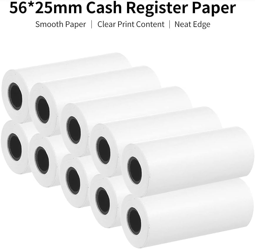 Pepisky Thermal Cash Register Paper 56 * 25mm Thermal Printing Receipt Paper for Supermarket Restaurant POS Machine 10 Rolls