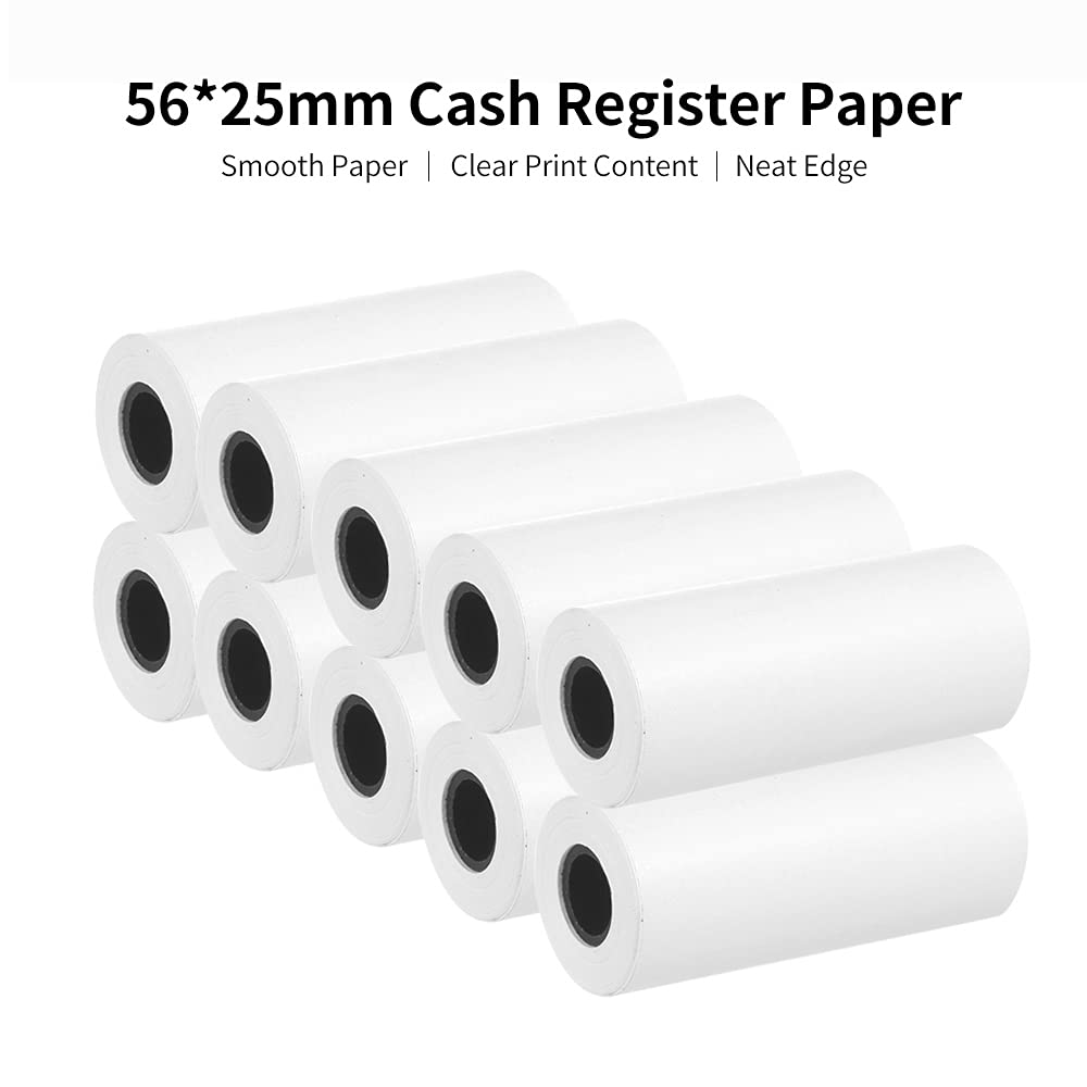 Pepisky Thermal Cash Register Paper 56 * 25mm Thermal Printing Receipt Paper for Supermarket Restaurant POS Machine 10 Rolls