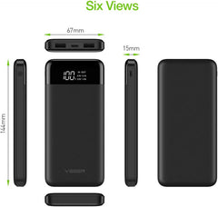 VEGER Slim power bank 10000mAh li-polymer external battery charge, LCD display portable power bank for IPhone,Samsung,Huawei and etc