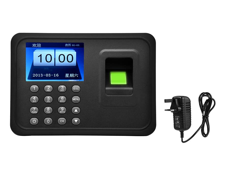 Biometric Fingerprint Time Clock Intelligent Attendance Machine Password Attendance Check Device Employee Clock-in Recorder 2.4" LCD Screen