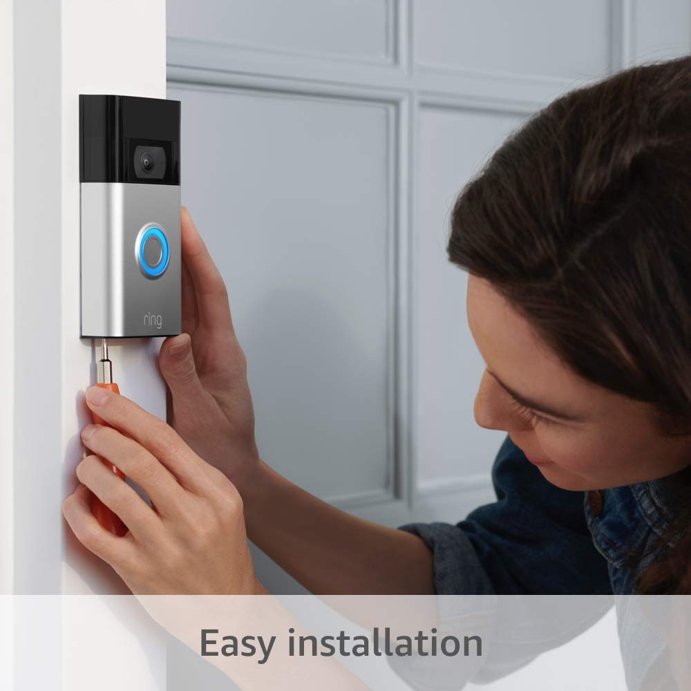 Ring Video Doorbell (2nd Gen) by Amazon - rechargeable battery powered, Wi-Fi doorbell security camera with Two-Way talk, full HD video, motion detection, night vision