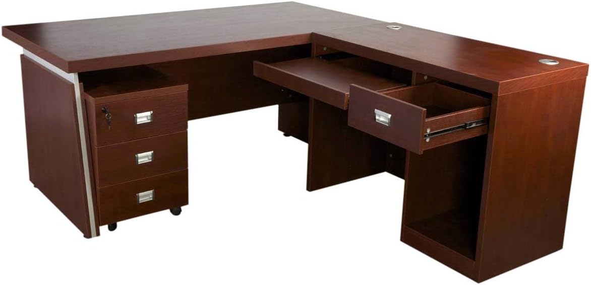 Mahmayi Dupla 3216 Modern Executive Desk -Modern and Classy Big Office Desk (160Cm, Apple Cherry)-W160Cms X D180Cms X H76.1Cms (160cm, Apple Cherry)