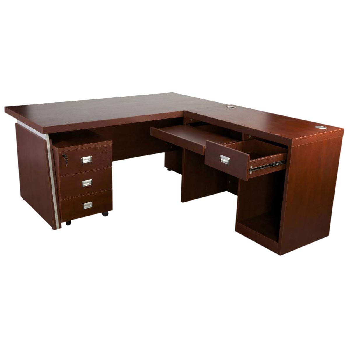 Mahmayi Dupla 3216 Modern Executive Desk -Modern and Classy Big Office Desk (160Cm, Apple Cherry)-W160Cms X D180Cms X H76.1Cms (160cm, Apple Cherry)